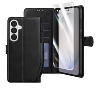 Enkay Étui Portefeuille pour Galaxy S26 avec Verre Trempé et Dragonne Noir