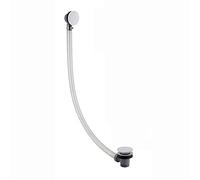 ENKI, W65, Bonde de baignoire blanche de 3,8 cm avec trop-plein, tuyau renforcé à coupe longue, raccord de bonde pop-up pour bonde de bain, design contemporain, facile à nettoyer, facile à installer