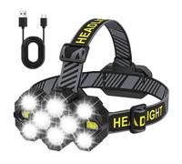 Enkifun Lampe Frontale LED Rechargeable, 10 Modes IPX4 Imperméable 22000 Lumens Super Brillantes 10 LED Avec Frontale LED Rechargeable Haute Puissance Pêche Running