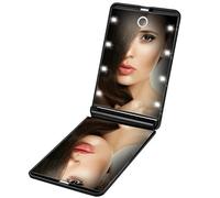 Enkifun Miroir de Poche 8 LED Miroir Illuminé Maquillage Miroir Portable Maquillage 1X & 2X Grossissant Double Face Ajustable Lumière Pliable pour Le Maquillage Voyage Idee Femme Cadeaux St Valentin