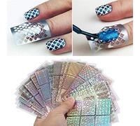Enkomy Ongles Bricolage Autocollants à Ongles, Grille irrégulière Pochoir réutilisable Nail Art Vinyle Autocollants Creux