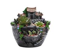 Enkomy Pot de Plante succulente, Pot de Plante Micro Paysage, décoration de Jardin de Plantes de Fleurs artificielles, Argent