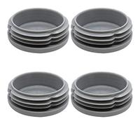 Enkotrade Bouchons à lamelles ronds en plastique polyéthylène de qualité supérieure - Gris - Bouchons d'extrémité - Capuchons - Bouchons ronds (4, diamètre 25 mm)