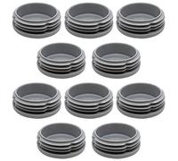 Enkotrade Bouchons à lamelles ronds en plastique polyéthylène de qualité supérieure - Gris - Bouchons d'extrémité - Bouchons de tuyau ronds (10, diamètre 35 mm)