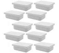 Enkotrade Lot de 10 Bouchons à Lamelles Blancs Pour Tubes Rectangulaires 60 x 40 mm - Cache-Tubes en Plastique Polyéthylène de Qualité Supérieure | Bouchon Droit