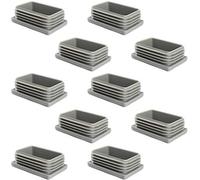Enkotrade Lot de 10 bouchons à lamelles gris pour tubes rectangulaires - 60 x 40 mm - En plastique polyéthylène de qualité supérieure
