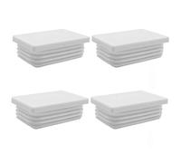 Enkotrade Lot de 4 bouchons à lamelles blancs pour tubes rectangulaires, 50 x 20 mm, cache-tube en plastique polyéthylène de qualité supérieure, bouchons, bouchons, patins | Bouchon droit