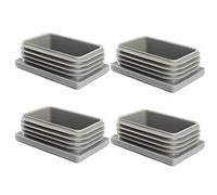 Enkotrade Lot de 4 bouchons à lamelles gris pour tubes rectangulaires - 60 x 40 mm - En plastique polyéthylène de qualité supérieure - Pour tuyaux rectangulaires