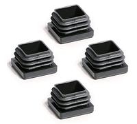 Enkotrade Lot de 4 bouchons à lamelles pour tubes carrés, 25 x 25 mm, cache tube en plastique polyéthylène de qualité supérieure, bouchons d'extrémité, capuchons, patins