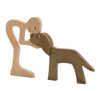 Enkrio Figurines de chien en bois sculpté à la main - Sculpture de chien humain - Décoration de table pour décoration d'intérieur