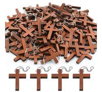 Enkrio Lot de 150 mini breloques en forme de croix en bois naturel pour la fabrication de bijoux, chapelet de Pâques