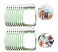 Enkrio Lot de 20 sacs réutilisables Mason Jar réutilisables à fermeture éclair pour la cuisine, les collations, les sandwichs, les collations, les collations