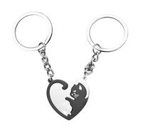 Enkrio Porte-clés puzzle en acier inoxydable assorti pour couple - Cadeau de Saint-Valentin pour lui et ses amis, noir, Medium