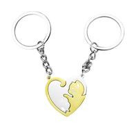Enkrio Porte-clés puzzle en acier inoxydable assorti pour couple - Cadeau de Saint-Valentin pour lui et ses amis, doré, Medium