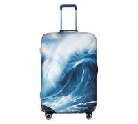 EnkzpoHen Big Ocean Wave Housse de valise élastique imprimée HD, convient aux voyages d'affaires et vacances (S à XL), Noir , L