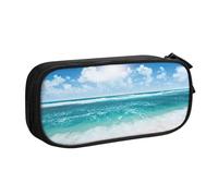 EnkzpoHen Blue Sky Trousse de voyage haute capacité avec fermeture éclair double couche Motif paysage marin tropical, Noir , Taille unique, Ensemble cartable