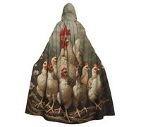 EnkzpoHen Cape à capuche pleine longueur imprimée d'une couvée de poules pour adultes, pour les fêtes, le cosplay et les événements de carnaval