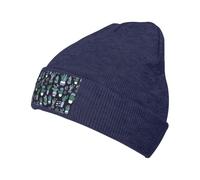 EnkzpoHen Chapeau tricoté unisexe doux imprimé cactus plantes succulentes, confortable et tendance pour temps froid, bleu marine, Taille unique