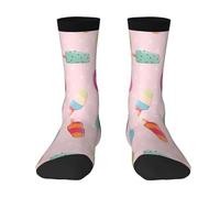 EnkzpoHen Chaussettes douces et extensibles avec imprimé crème glacée, adaptées pour le sport, le quotidien, l'extérieur et les tenues décontractées, 3 noir, Taille unique