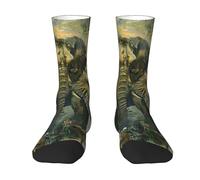 EnkzpoHen Chaussettes douces et extensibles avec imprimé éléphants de la nature, adaptées pour le sport, le quotidien, l'extérieur et les tenues décontractées, blanc, Taille unique