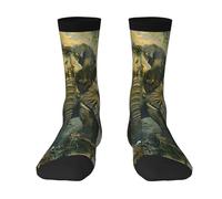 EnkzpoHen Chaussettes douces et extensibles avec imprimé éléphants de la nature, adaptées pour le sport, le quotidien, l'extérieur et les tenues décontractées, 3 noir, Taille unique