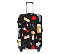 EnkzpoHen Housse de valise élastique à motif de médecine de dessin animé, convient aux voyages d'affaires et aux vacances (S à XL), Noir , S