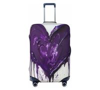 EnkzpoHen Housse de valise élastique avec imprimé amour violet pour les voyages d'affaires et les vacances (S à XL), Noir , S