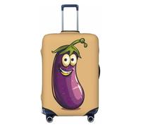EnkzpoHen Housse de valise élastique avec imprimé aubergine de dessin animé, convient aux voyages d'affaires et aux vacances (S à XL), Noir , M