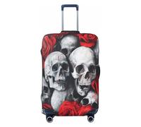 EnkzpoHen Housse de valise élastique avec imprimé tête de mort et rose rouge, convient aux voyages d'affaires et aux vacances (S à XL), Noir , S