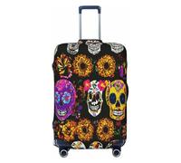 EnkzpoHen Housse de valise élastique avec imprimé tête de mort rose, convient aux voyages d'affaires et aux vacances (S à XL), Noir , S