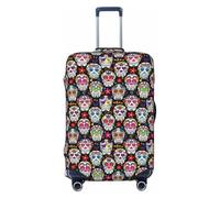 EnkzpoHen Housse de valise élastique avec imprimé têtes de mort, fleurs colorées, convient pour les voyages d'affaires et les vacances (S à XL), Noir , M