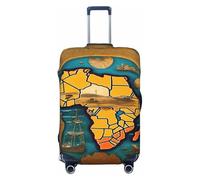 EnkzpoHen Housse de valise élastique imprimée carte du monde abstraite, convient pour les voyages d'affaires et les vacances (S à XL), Noir , M