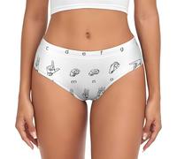 EnkzpoHen Lettres de l'alphabet en langue des signes sans couture pour femmes. Sous-vêtements triangulaires imprimés, confortables, extensibles, culottes invisibles, Noir , XS