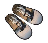 EnkzpoHen Pantoufles chaudes à imprimé chien pour homme et femme, chaussures décontractées légères et respirantes