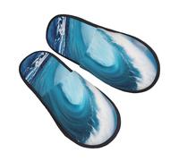 EnkzpoHen Pantoufles chaudes à imprimé HD Big Ocean Wave pour homme et femme, chaussures décontractées légères, respirantes et confortables