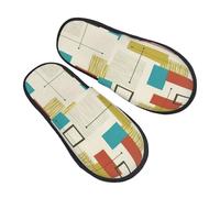 EnkzpoHen Pantoufles chaudes à imprimé moderne du milieu du siècle pour femmes et hommes, chaussures décontractées légères, respirantes et confortables