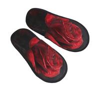 EnkzpoHen Pantoufles chaudes à imprimé rose rouge pour homme et femme, chaussures décontractées légères, respirantes et confortables