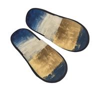 EnkzpoHen Pantoufles chaudes dorées bleues et blanches pour homme et femme, chaussures décontractées légères, respirantes et confortables