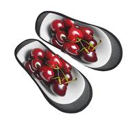 EnkzpoHen Pantoufles chaudes et fraîches à imprimé cerise pour homme et femme, chaussures décontractées légères, respirantes et confortables