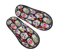 EnkzpoHen Pantoufles chaudes imprimées crânes pour homme et femme, chaussures décontractées légères, respirantes et confortables