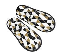 EnkzpoHen Pantoufles chaudes, tendance, modernes, noires, blanches, dorées, triangles imprimées, pour femmes et hommes, chaussures décontractées légères et respirantes
