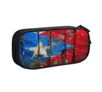 EnkzpoHen Porto Rico Trousse à crayons de voyage haute capacité avec fermeture éclair double couche Motif drapeau, Noir , Taille unique, Ensemble cartable