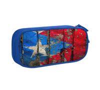 EnkzpoHen Porto Rico Trousse à crayons de voyage haute capacité avec fermeture éclair double couche Motif drapeau, bleu, Taille unique, Ensemble cartable