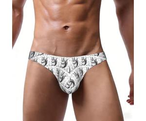 EnkzpoHen Slip extensible pour homme imprimé écureuil de dessin animé, élégant, confortable et doux, Noir , L