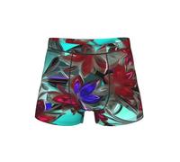 EnkzpoHen Sous-vêtements pour homme avec impression de vitraux de fleurs, taille élastique douce, convient pour un usage quotidien, Noir , L