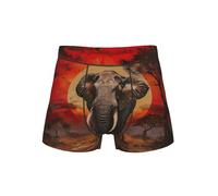 EnkzpoHen Sous-vêtements pour homme imprimé éléphant coucher de soleil, taille élastique douce, convient pour un usage quotidien, Noir , XL