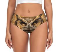 EnkzpoHen Sous-vêtements triangulaires sans couture pour femme, motif chouette, confortable, doux, extensible, culotte invisible, Noir , L