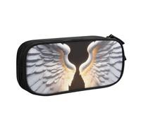 EnkzpoHen Trousse à crayons de voyage haute capacité avec imprimé ailes d'ange pour le bureau et la maison, fermeture éclair double couche, Noir , Taille unique, Ensemble cartable