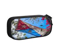 EnkzpoHen Trousse de voyage haute capacité avec fermeture éclair double couche imprimée drapeau de Porto Rico pour le bureau et la maison, Noir , Taille unique, Ensemble cartable