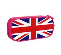 EnkzpoHen Trousse de voyage haute capacité avec fermeture éclair double couche imprimée drapeau du Royaume-Uni pour le bureau et la maison, rose, Taille unique, Ensemble cartable